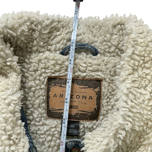 VTG 90's Arizona Jean Co Mens Sherpa Lined Denim Trucker Jacket Retro XL/XG Blue - Picture 7 of 7
